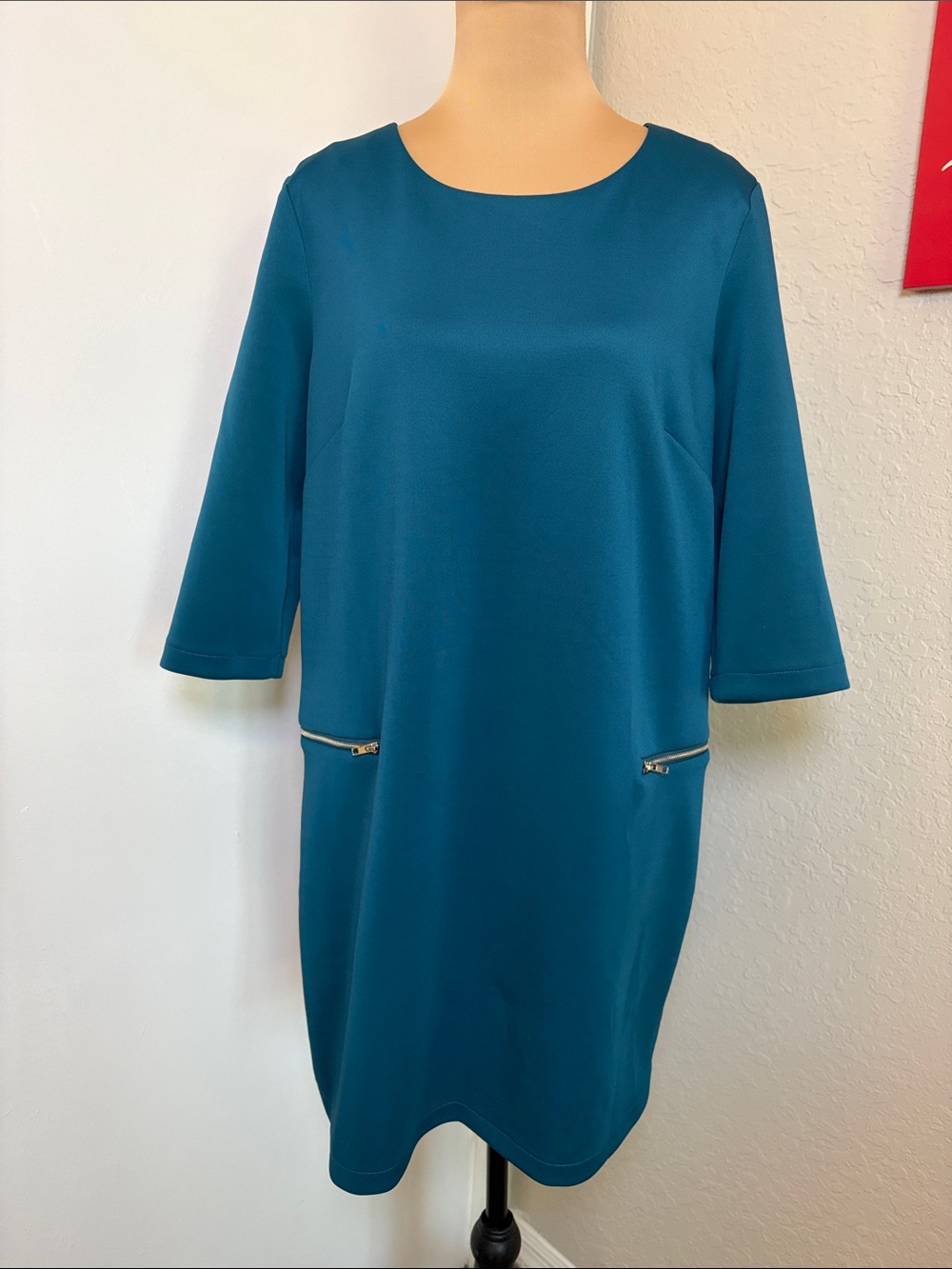 Romeo & Juliet Couture Teal Shift Dress with Zip Pockets size Large NWT